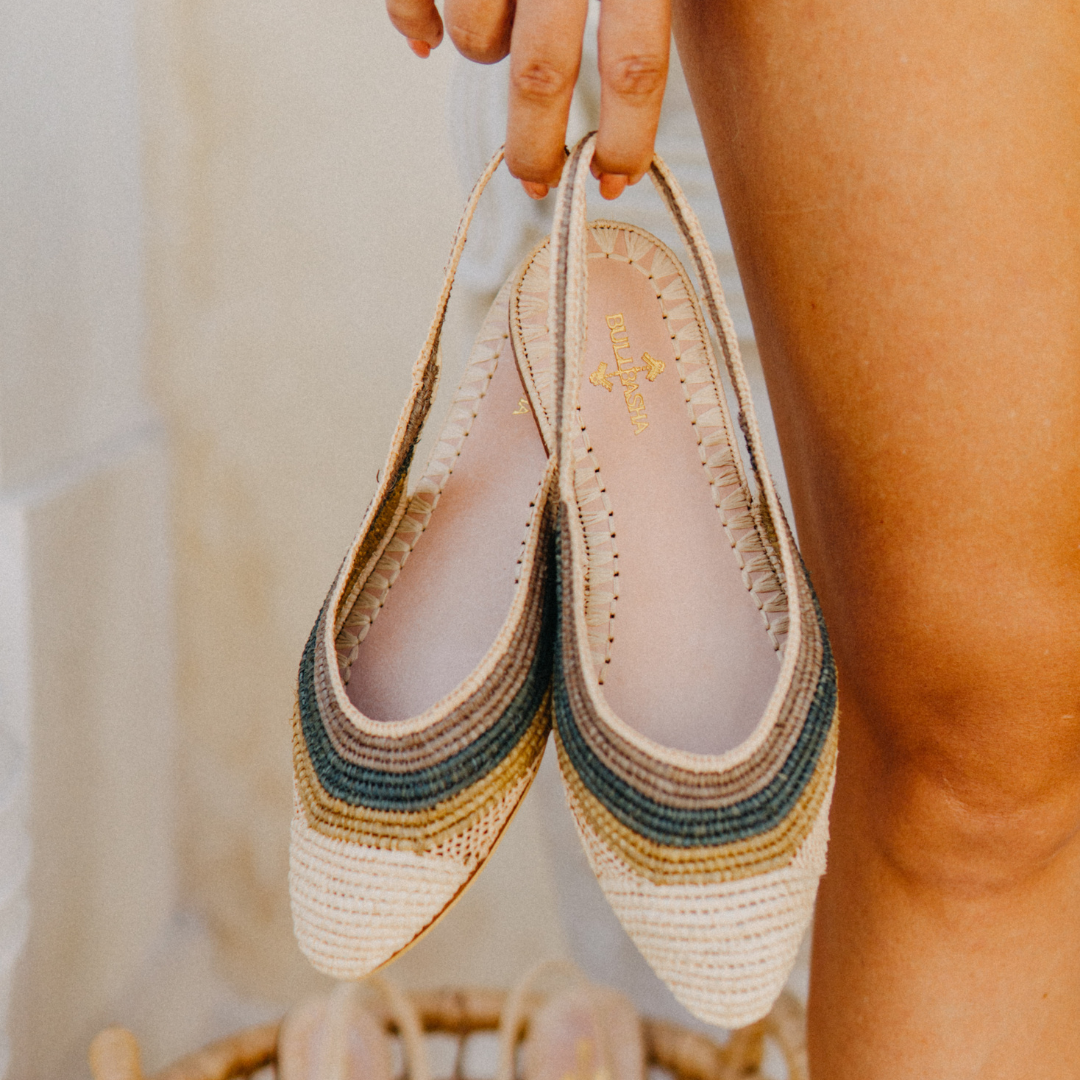 Sandali da donna Assia Mix Beige Naturale, Ocra, Verde e Grigio