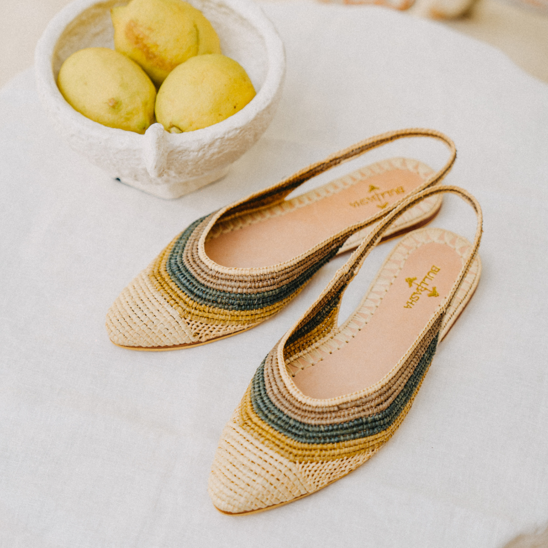 Sandali da donna Assia Mix Beige Naturale, Ocra, Verde e Grigio