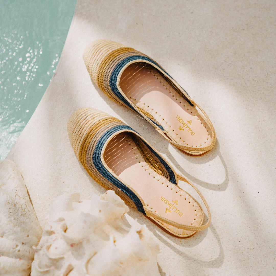 Sandali da donna Mazir Mix Beige Naturale, Ocra, Grigio e Blu