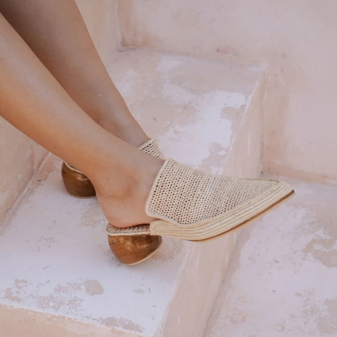 Izlan, sustainable, handmade heels made from natural materials by Bulibasha