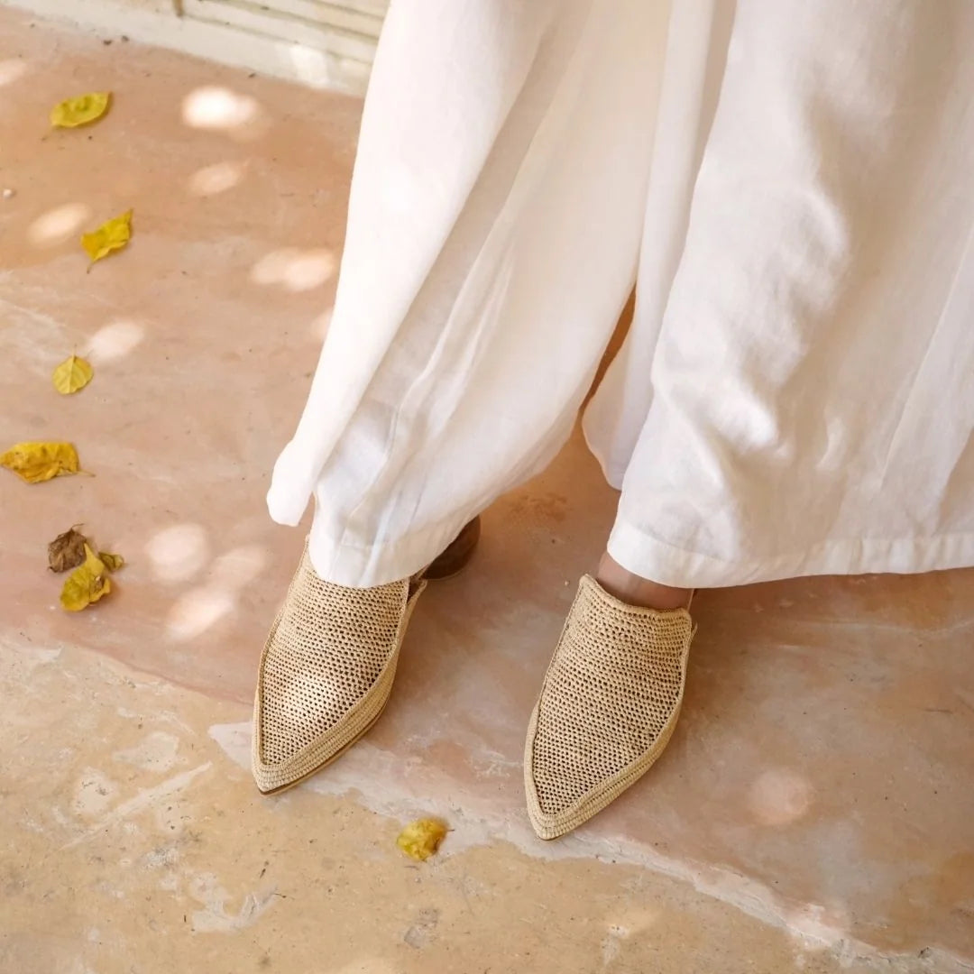 Izlan, sustainable, handmade heels made from natural materials by Bulibasha