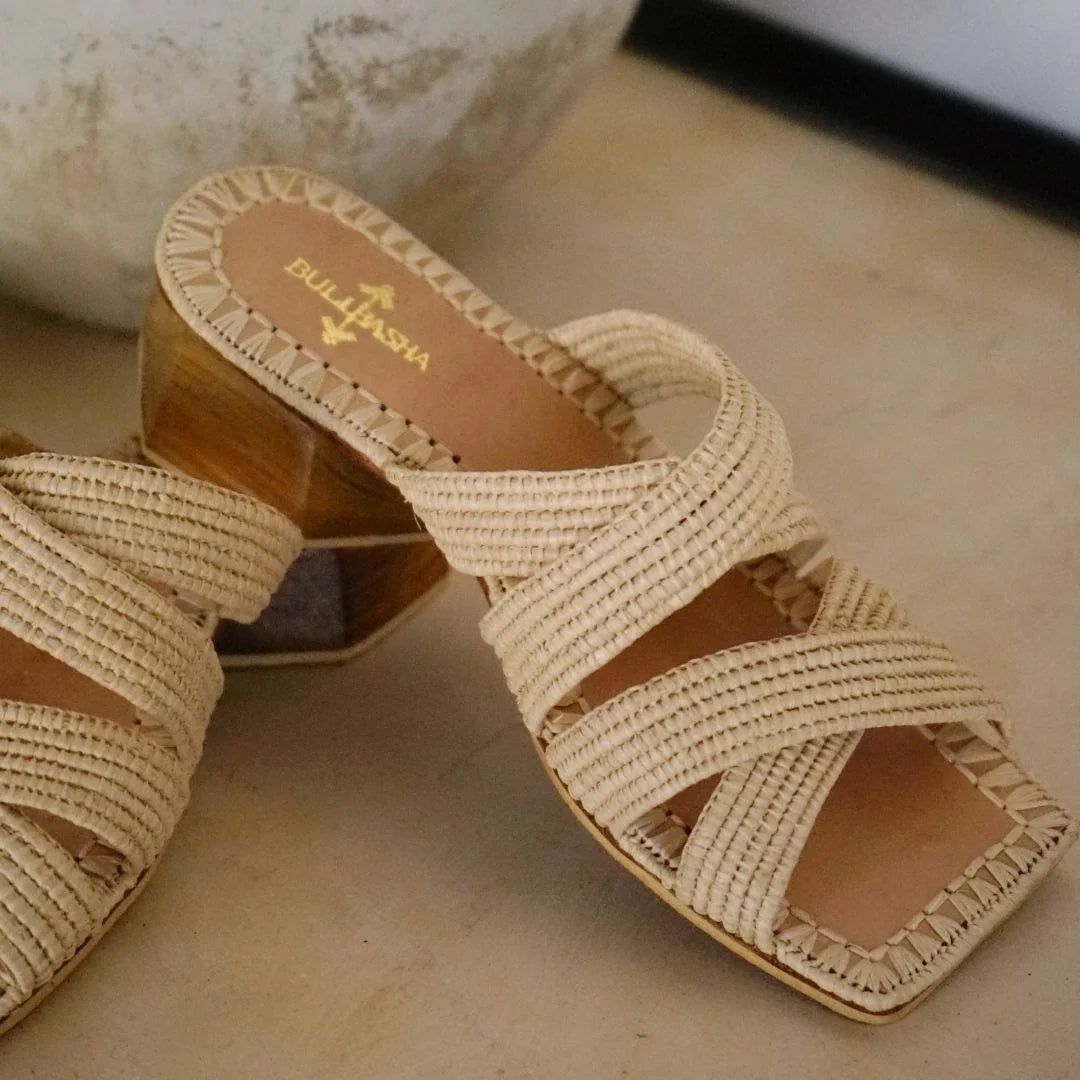 Lunja, sustainable, handmade heels made from natural materials by Bulibasha