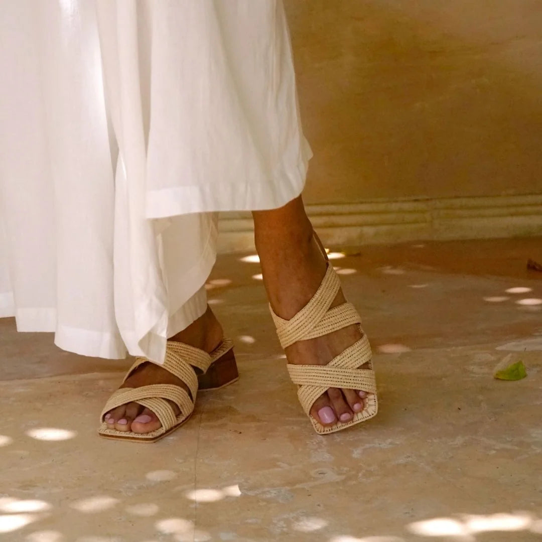 Lunja, sustainable, handmade heels made from natural materials by Bulibasha