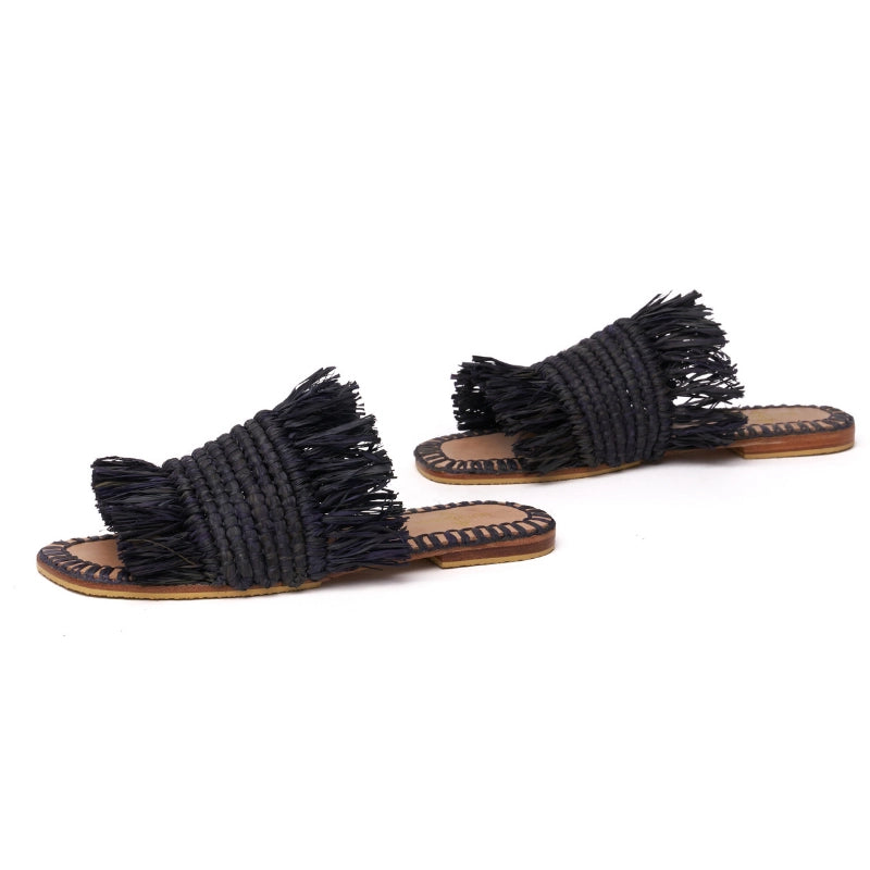 Basha Black Coco, sustainable, handmade sandals made from natural materials by Bulibasha