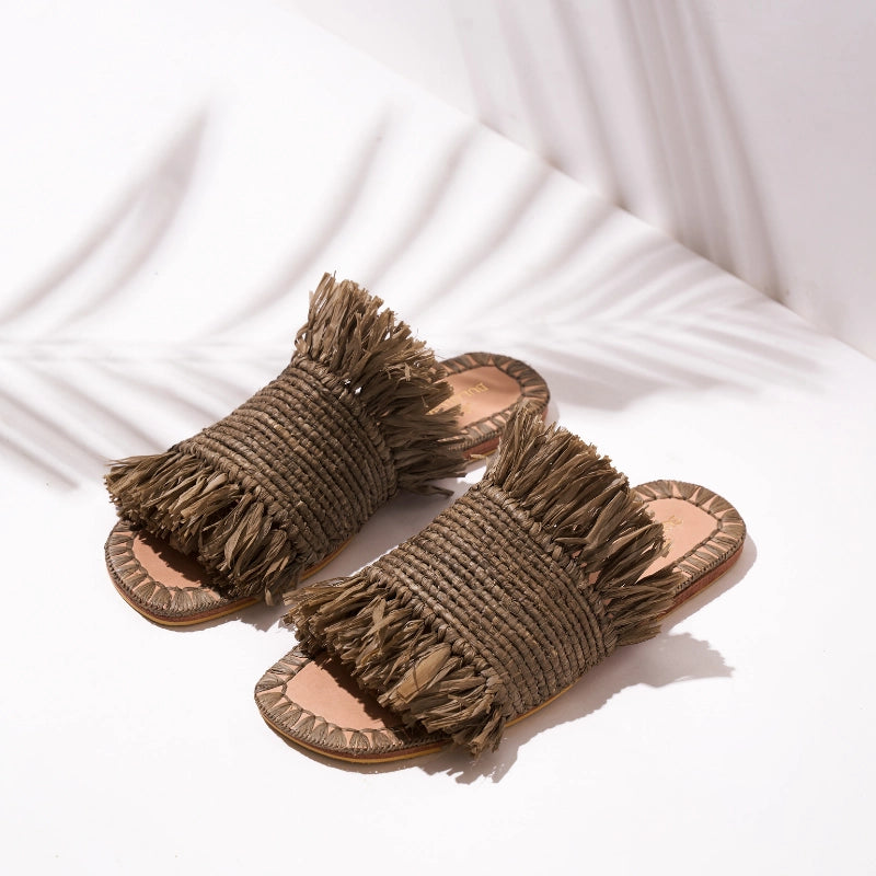 Basha Gray Coco, sustainable, handmade sandals made from natural materials by Bulibasha