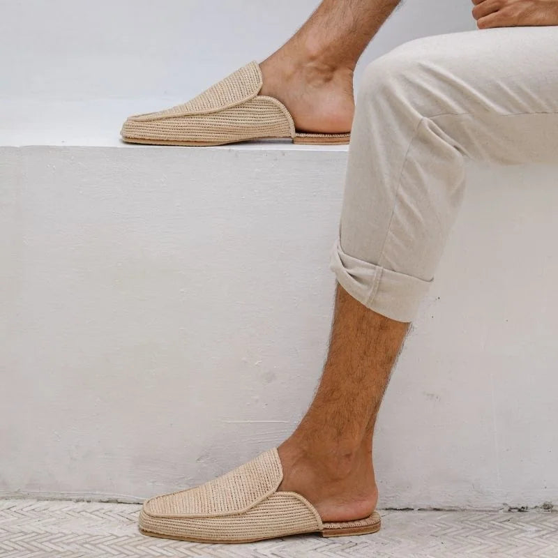 Munatas Neutral, sustainable, handmade sandals made from natural materials by Bulibasha
