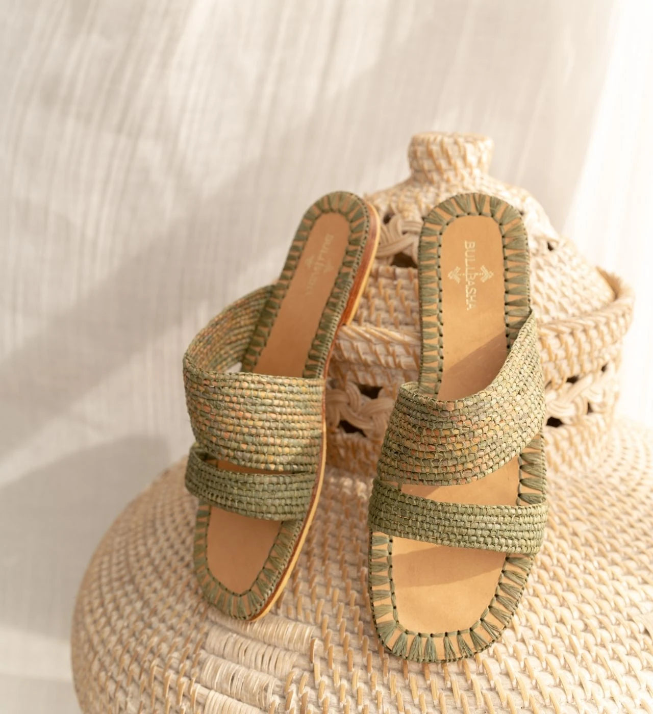 Zigza Green Mix, sustainable, sandals made from natural materials by Bulibasha