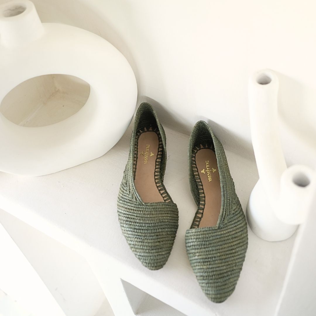 Ayyur Green, sustainable, handmade flats made from natural materials by Bulibasha