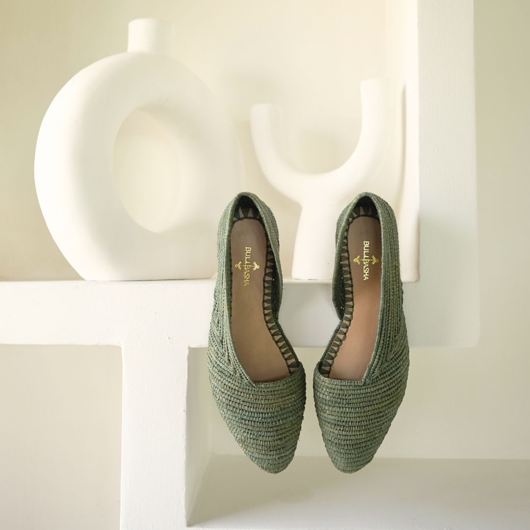 Ayyur Green, sustainable, handmade flats made from natural materials by Bulibasha