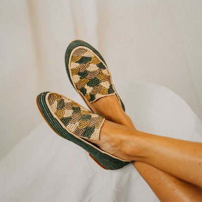 Mouna Zafir Arte Luxe Green Loafers