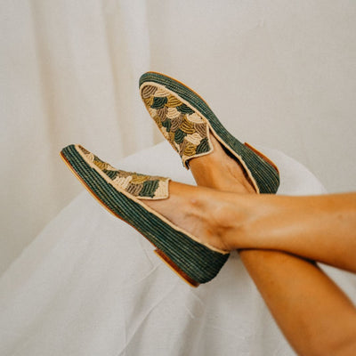 Mouna Zafir Arte Luxe Green Loafers