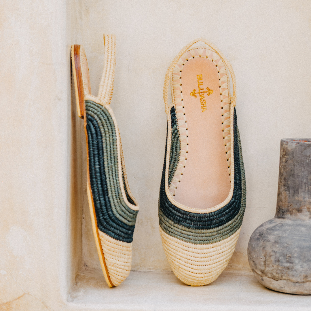 Sandalias para mujer Mazir mezcla beige natural, verde y negro