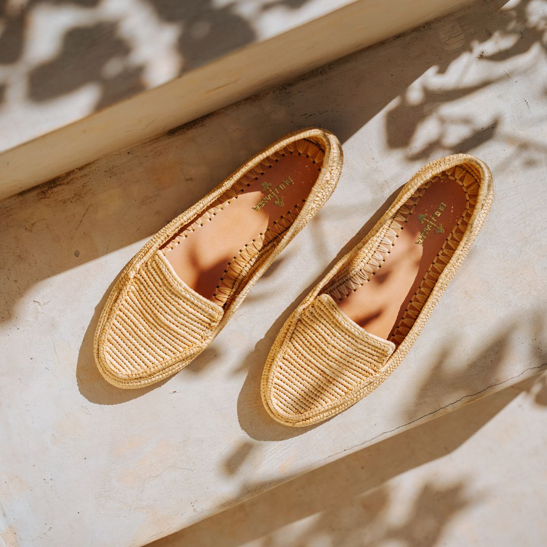 Mouna Damen Loafers Naturbeige