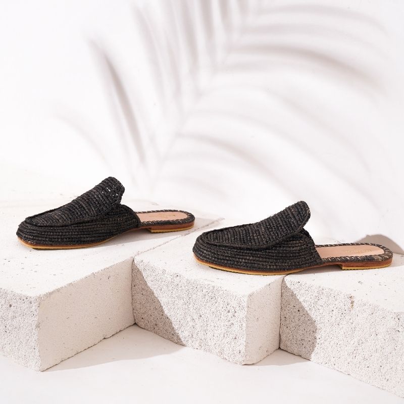 Bulibasha Black Munatas Natural Material Slip On‎ Mules Size 45 Munatas Black Men main image 2