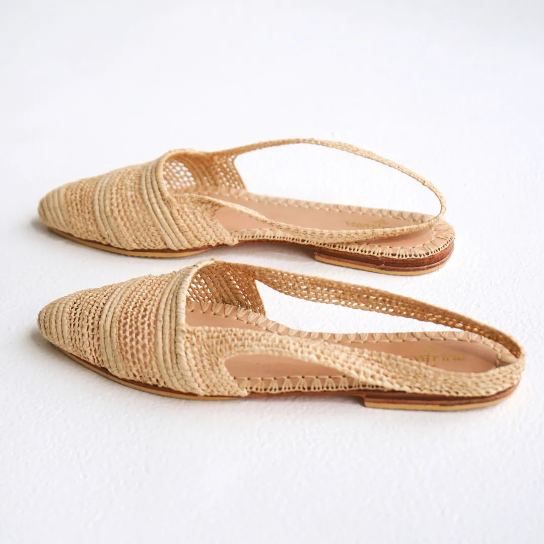 Amaynu, sustainable, handmade flats made from natural materials by Bulibasha