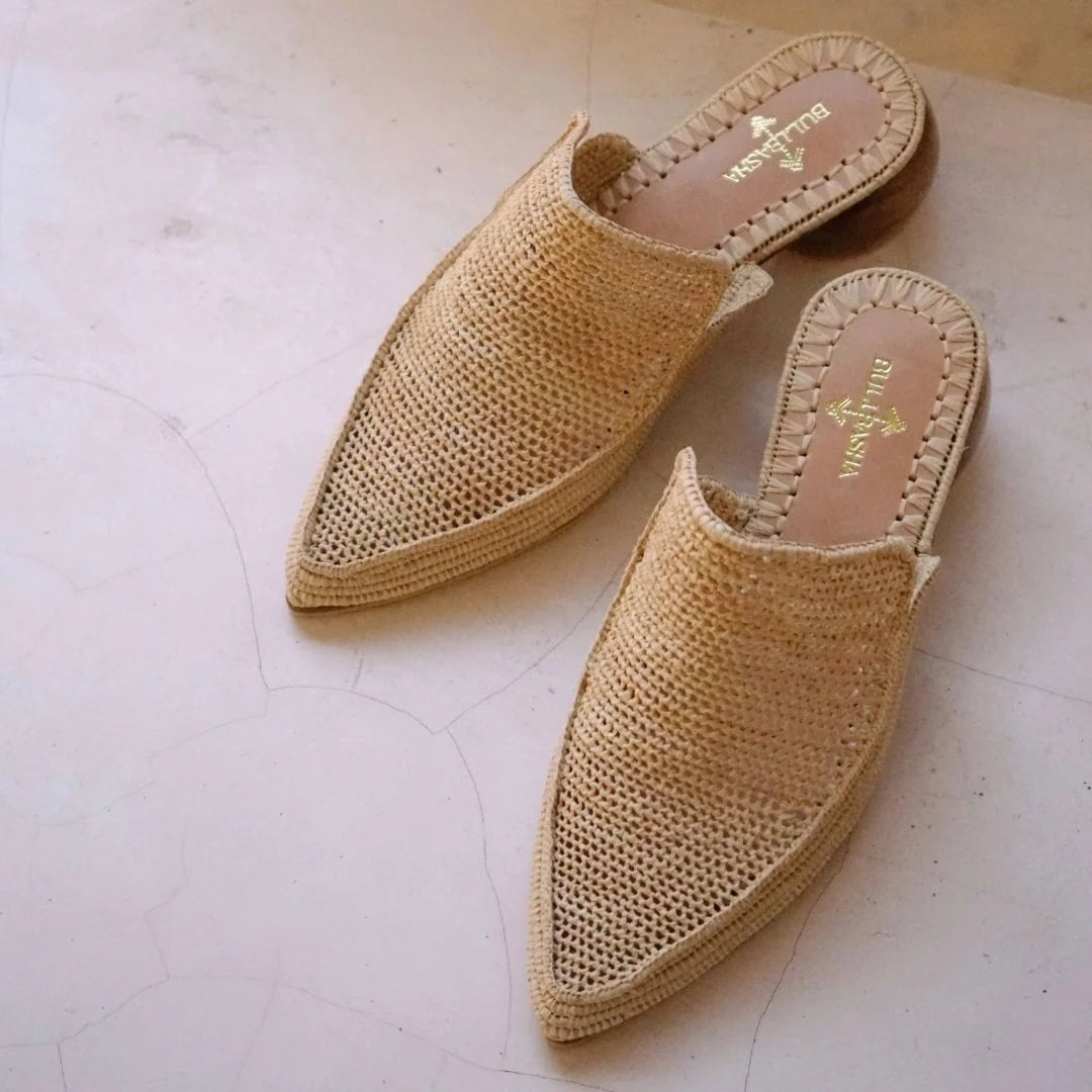Izlan, sustainable, handmade heels made from natural materials by Bulibasha