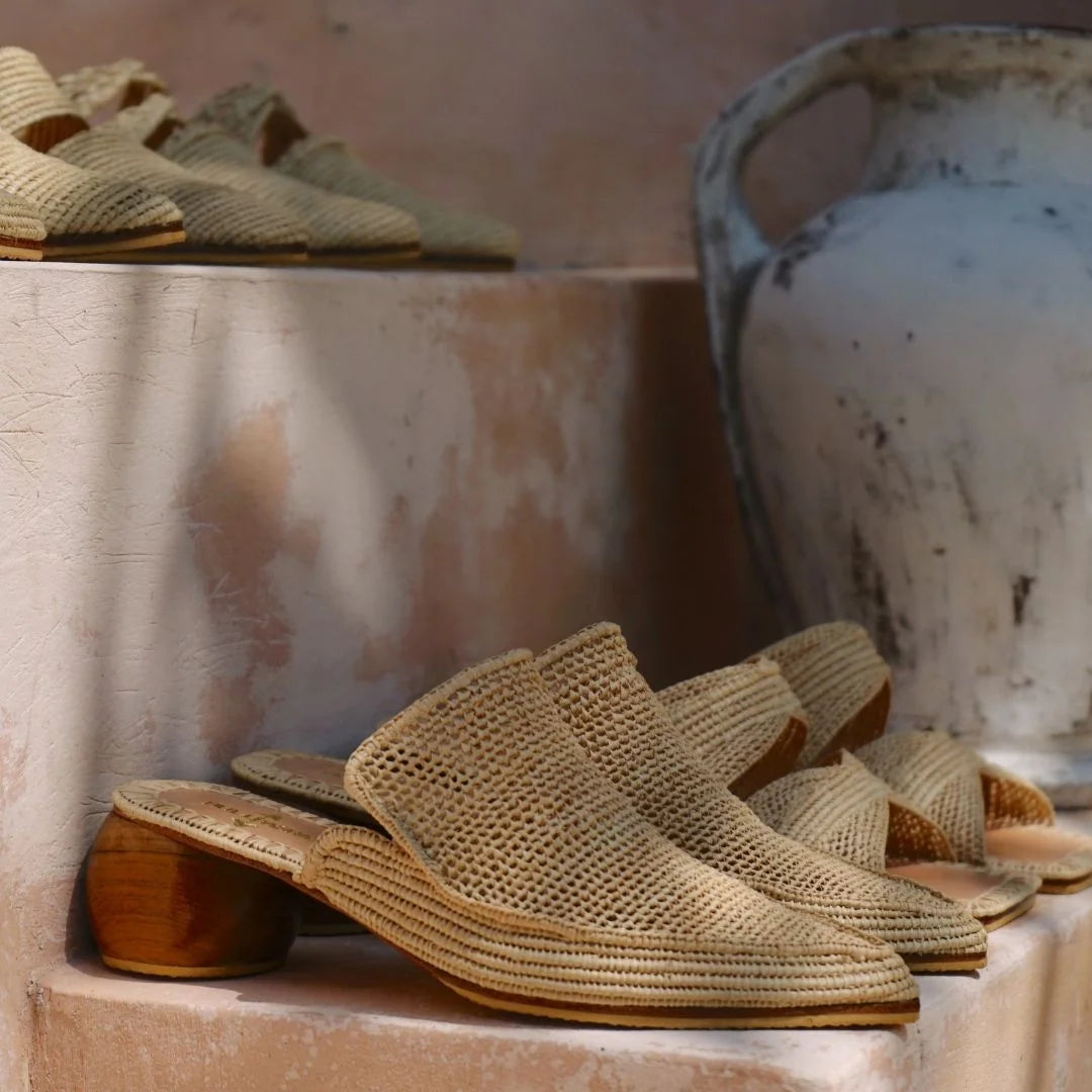 Izlan, sustainable, handmade heels made from natural materials by Bulibasha