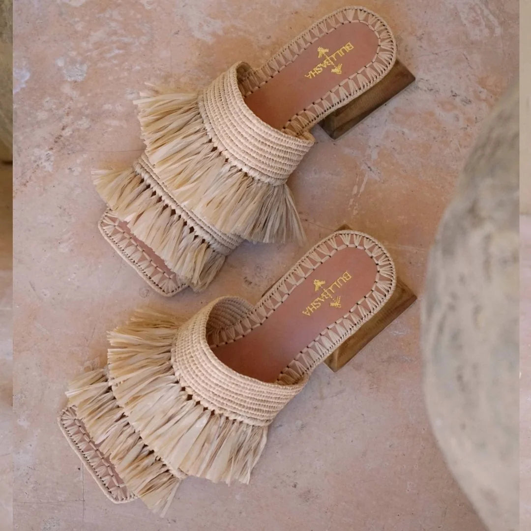 Jidji, sustainable, handmade heels made from natural materials by Bulibasha