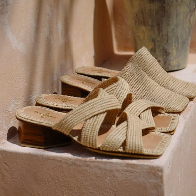 Lunja, sustainable, handmade heels made from natural materials by Bulibasha