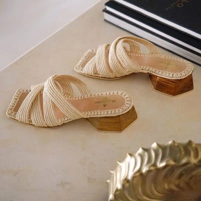 Lunja, sustainable, handmade heels made from natural materials by Bulibasha