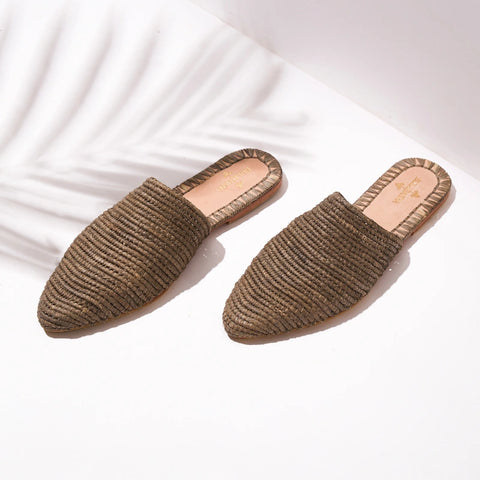 Babouche Gray Coco, sustainable, handmade sandals made from natural materials by Bulibasha