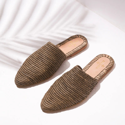 Babouche Gray Coco, sustainable, handmade sandals made from natural materials by Bulibasha