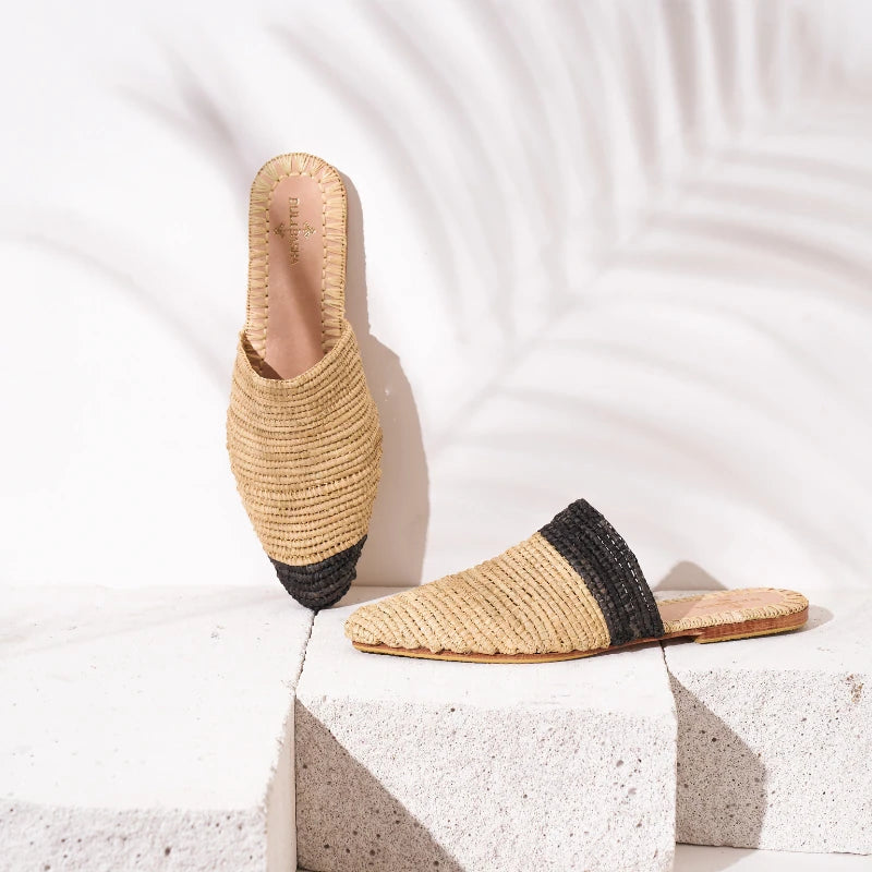 Babouche Zegiga Damen Slipper Zegiga Naturbeige, Schwarz