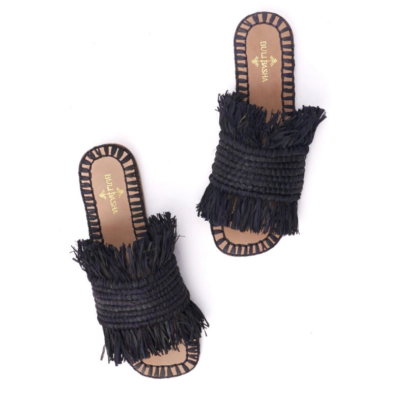 Basha Black Coco, sustainable, handmade sandals made from natural materials by Bulibasha