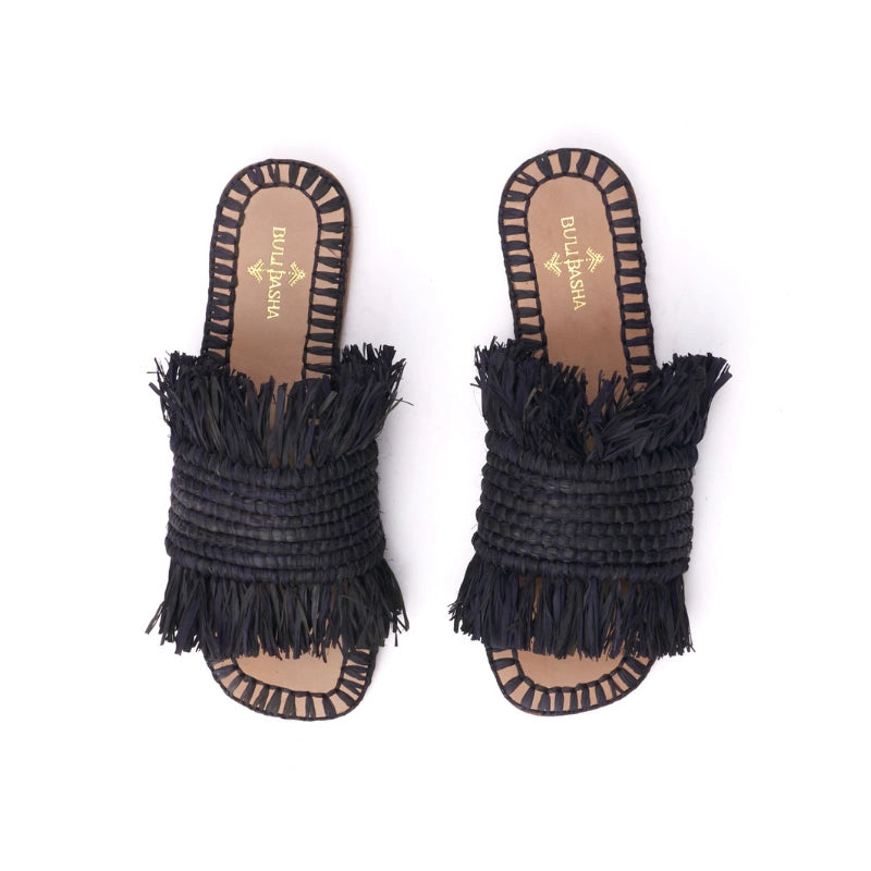 Basha Black Coco, sustainable, handmade sandals made from natural materials by Bulibasha