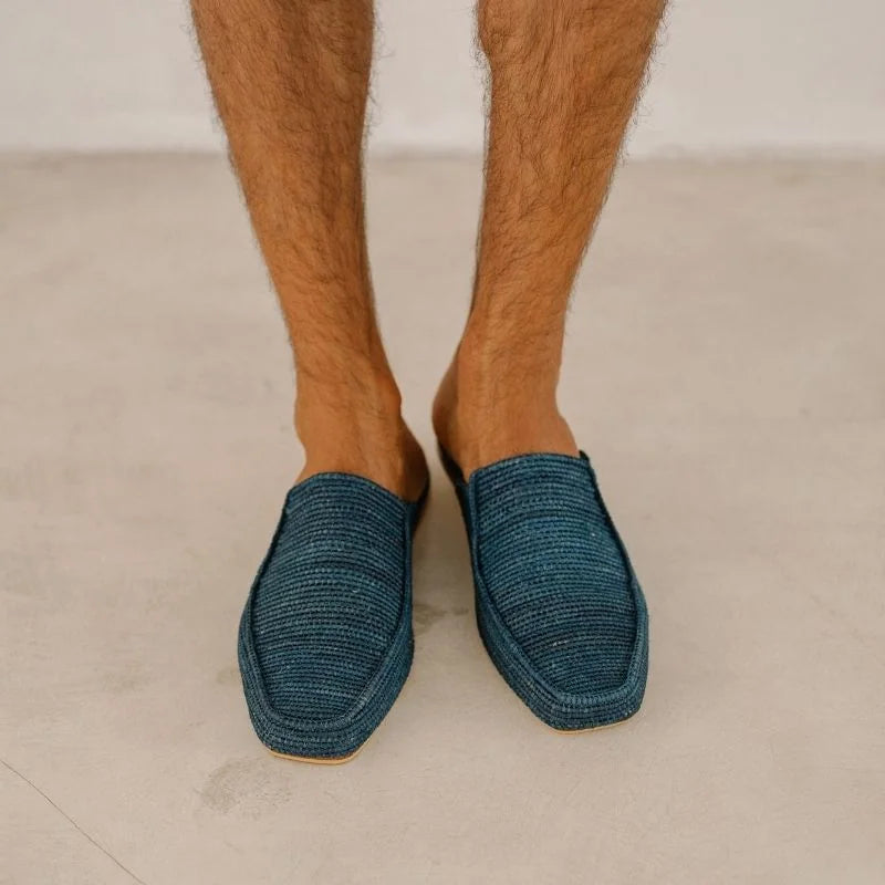 Munatas Midnight Blue, sustainable, handmade sandals made from natural materials by Bulibasha