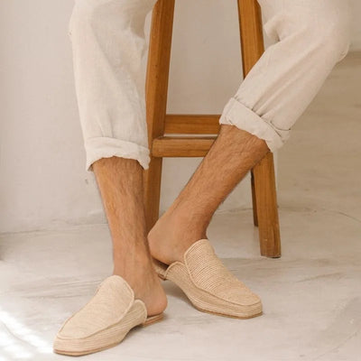 Munatas Neutral, sustainable, handmade sandals made from natural materials by Bulibasha