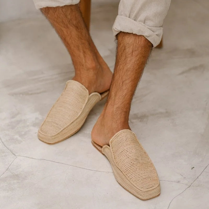 Munatas Neutral, sustainable, handmade sandals made from natural materials by Bulibasha