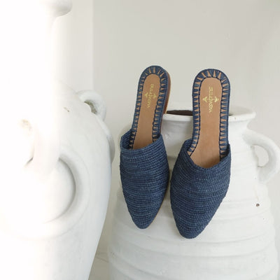 Babouche Blue, sustainable, handmade sandals made from natural materials by Bulibasha