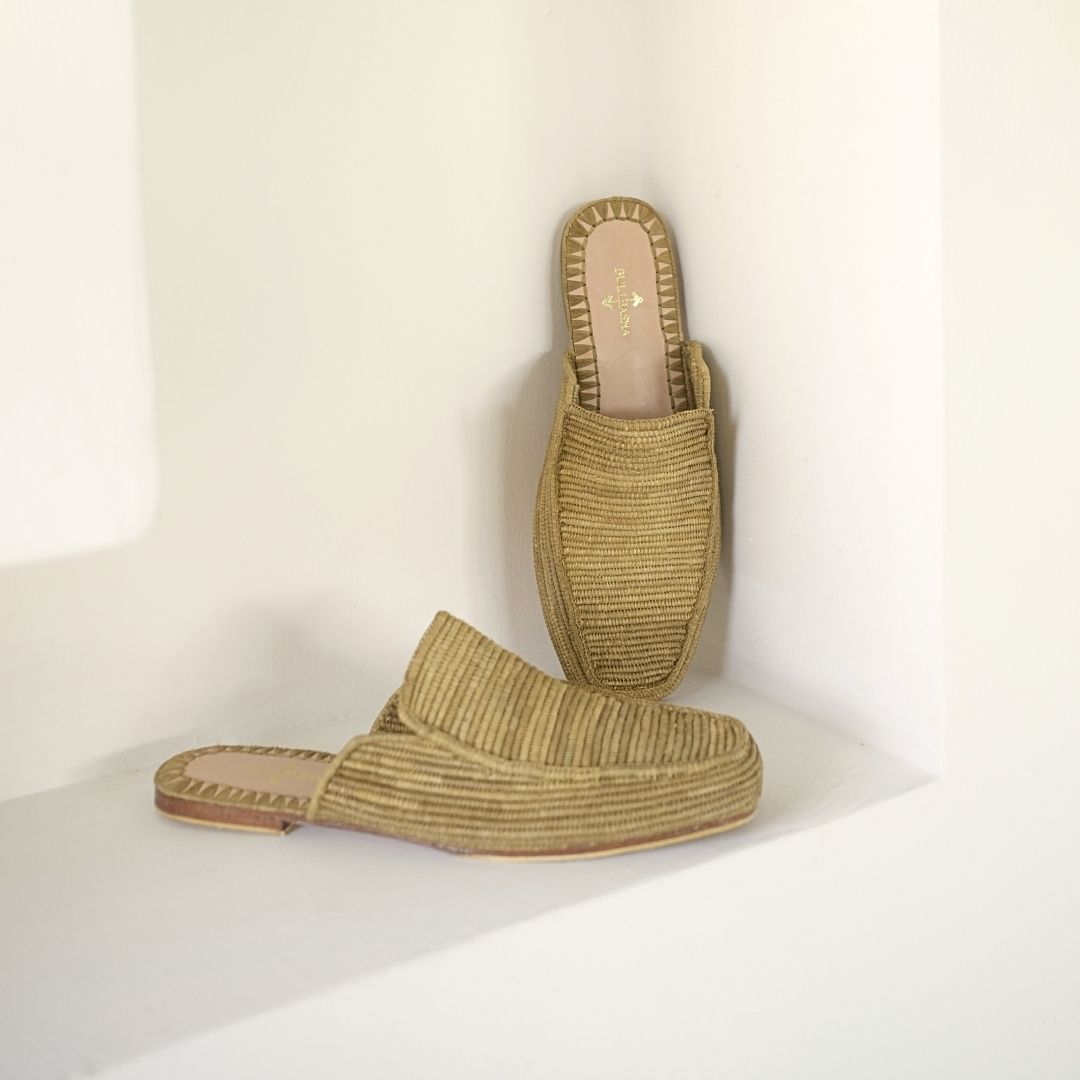 Munatas Ochre, sustainable, handmade sandals made from natural materials by Bulibasha