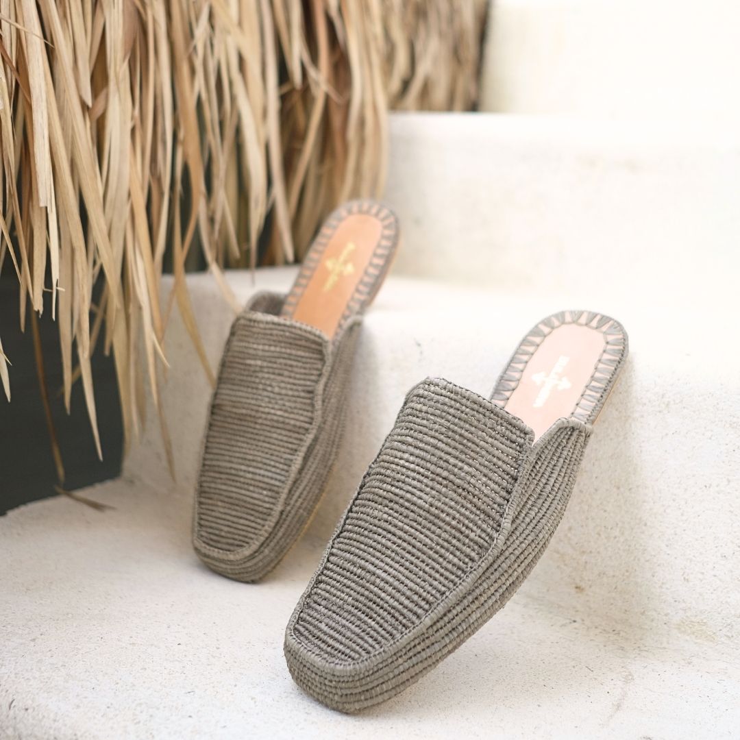 Munatas Gray, sustainable, handmade sandals made from natural materials by Bulibasha