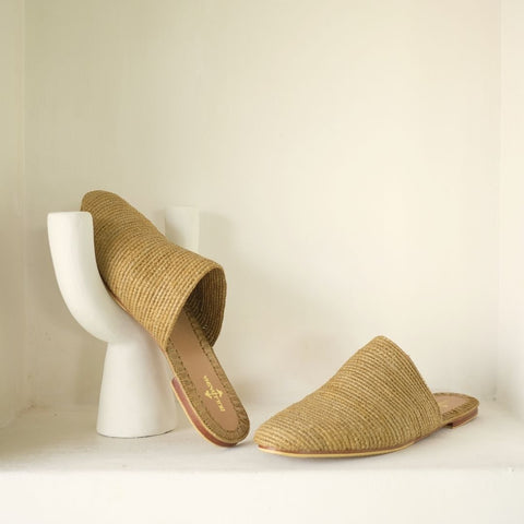 Slip on Ochre, sustainable, sandals made from natural materials by Bulibasha