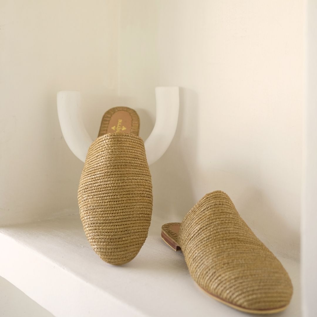 Slip on Ochre, sustainable, sandals made from natural materials by Bulibasha