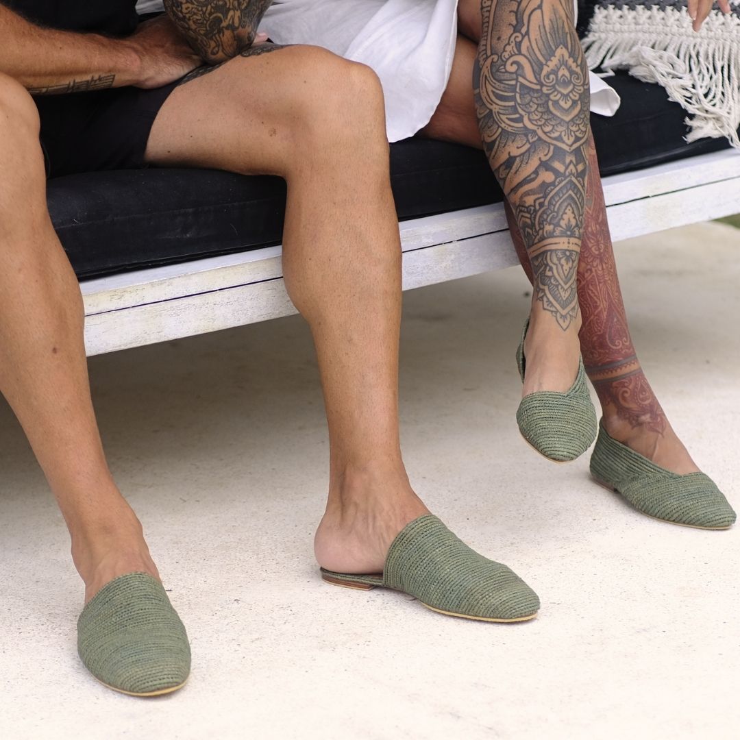 Slip On Green, sustainable, sandals made from natural materials by Bulibasha