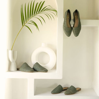 Slip On Green, sustainable, sandals made from natural materials by Bulibasha
