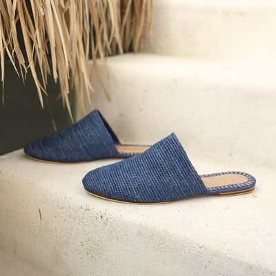 Slip On Blue, sustainable, sandals made from natural materials by Bulibasha